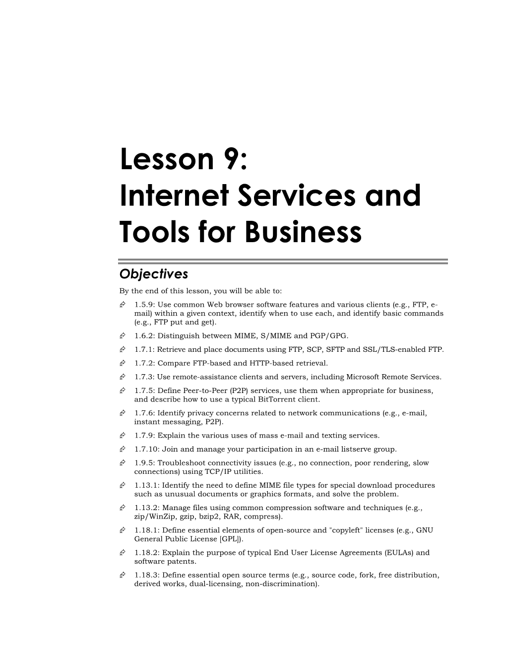 9Lesson 9: Internet Services and Tools for Business