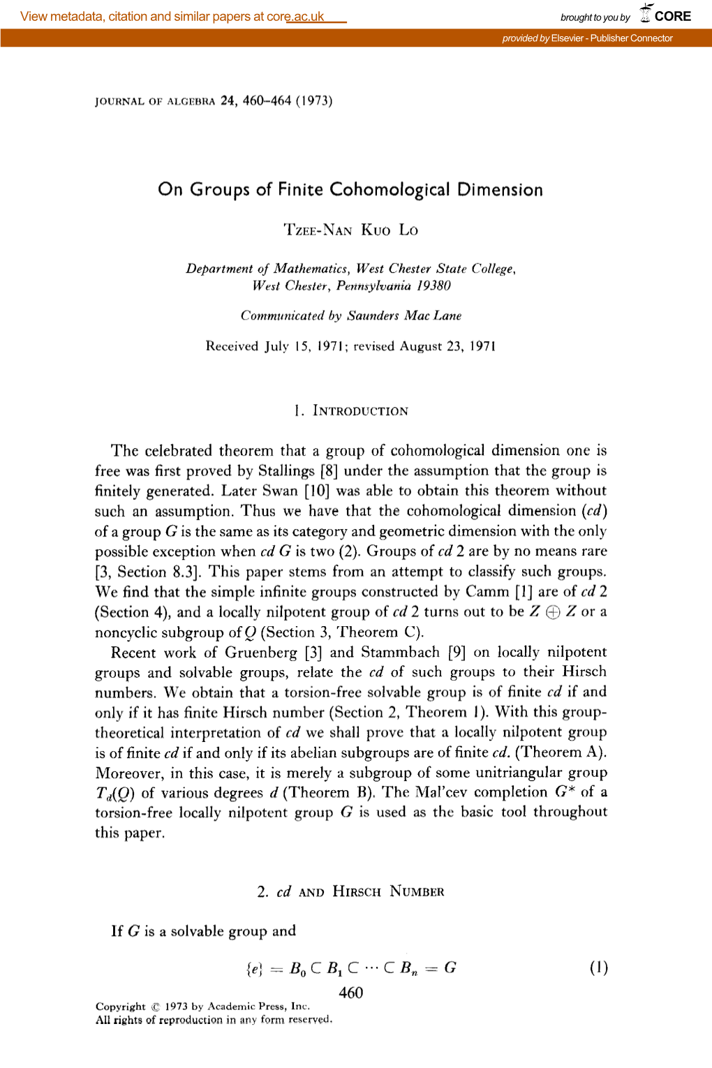 On Groups of Finite Cohomological Dimension