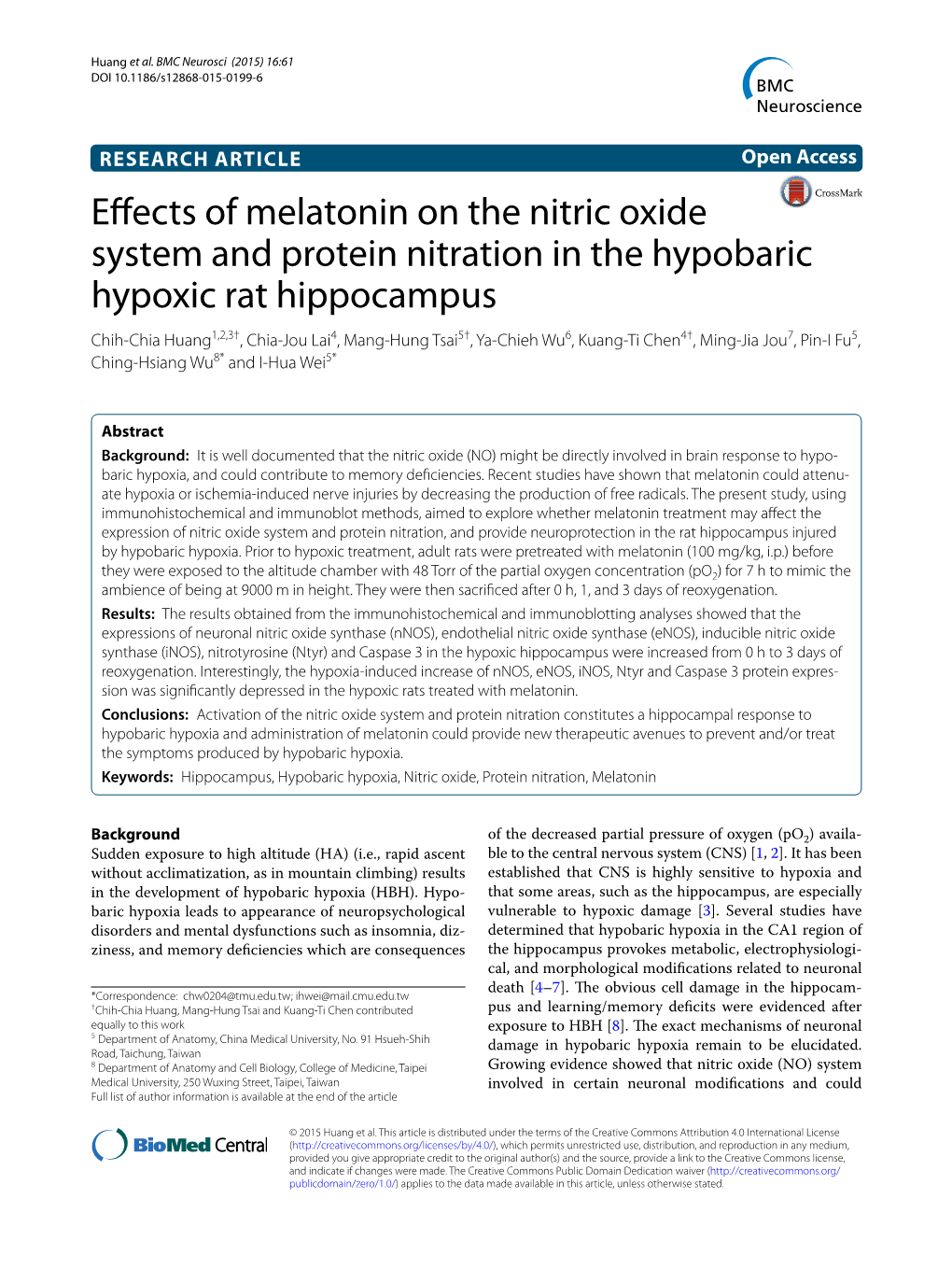 Effects of Melatonin on the Nitric Oxide System and Protein Nitration in The