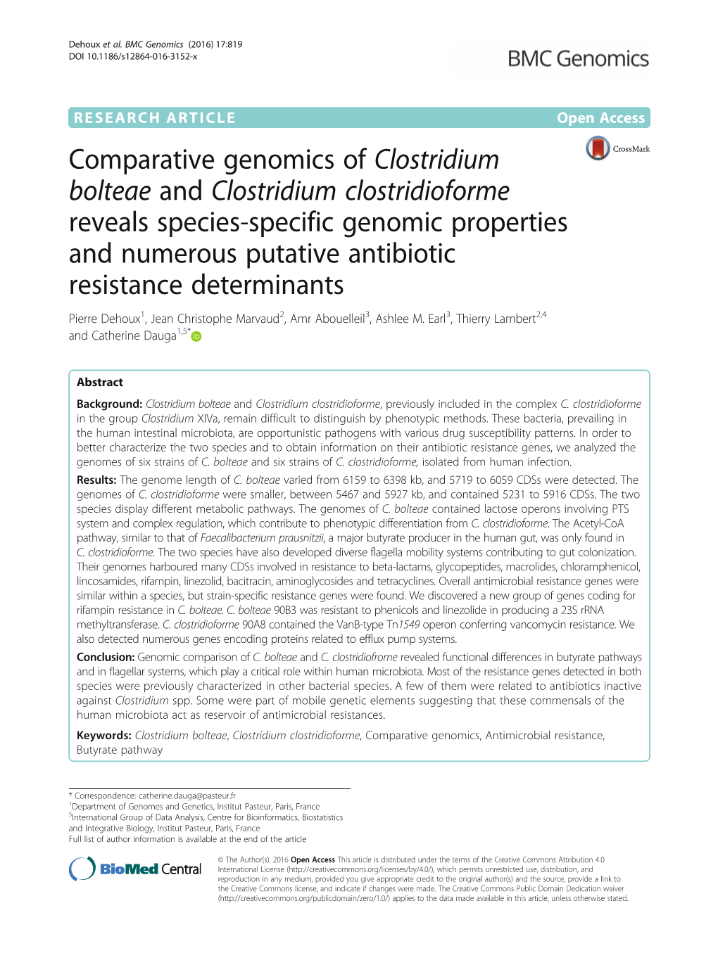 Comparative Genomics of Clostridium Bolteae and Clostridium