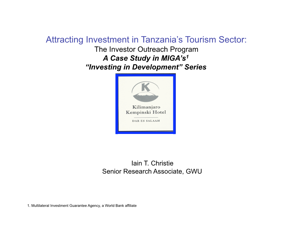 Attracting Investment in Tanzania's Tourism Sector