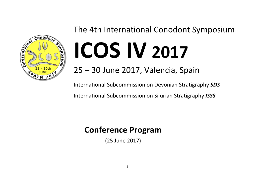 The 4Th International Conodont Symposium 25 – 30 June 2017
