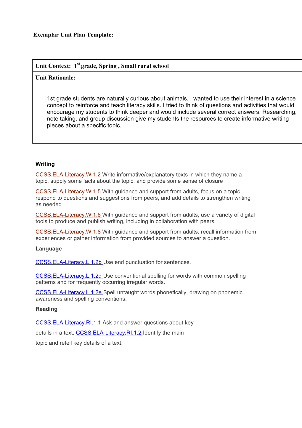 Exemplar Lesson Plan Template