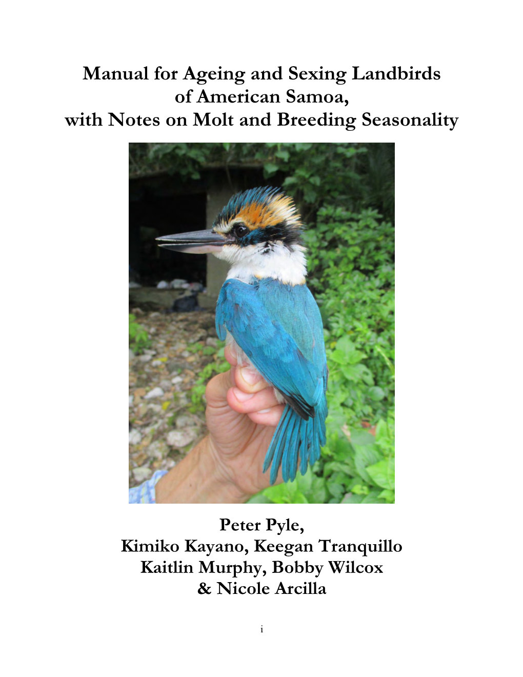 Manual for Ageing and Sexing Landbirds of American Samoa, with Notes on Molt and Breeding Seasonality