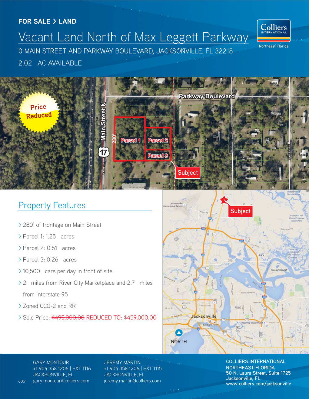 Vacant Land North of Max Leggett Parkway 0 MAIN STREET and PARKWAY BOULEVARD, JACKSONVILLE, FL 32218 2.02± AC AVAILABLE