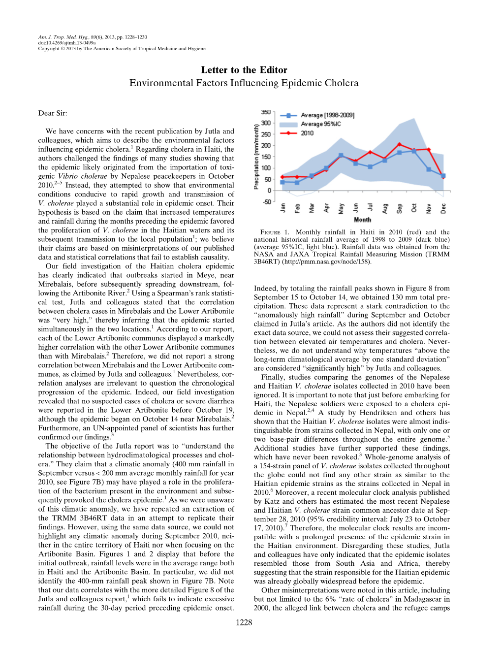 Environmental Factors Influencing Epidemic Cholera