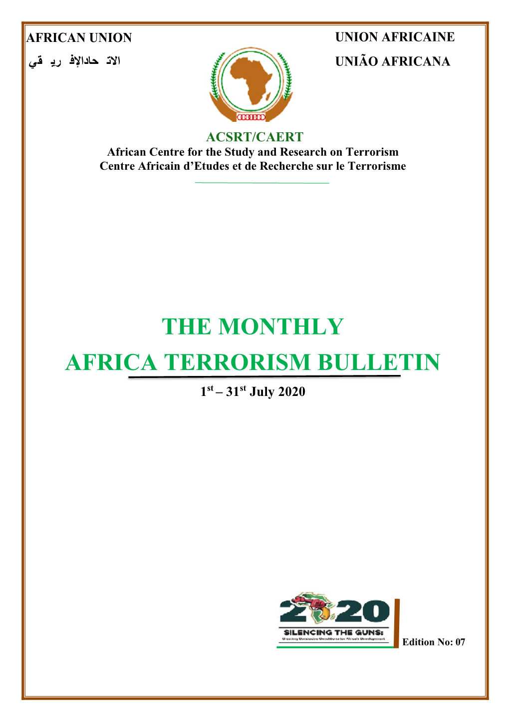THE MONTHLY AFRICA TERRORISM BULLETIN 1St – 31St July 2020