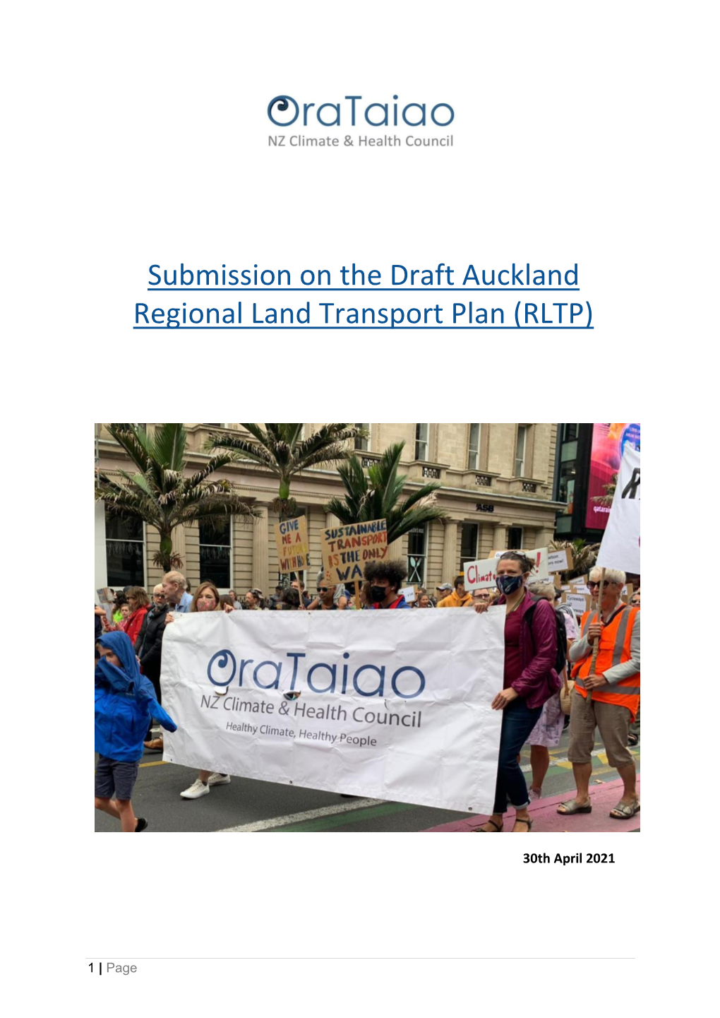 Submission on the Draft Auckland Regional Land Transport Plan (RLTP)