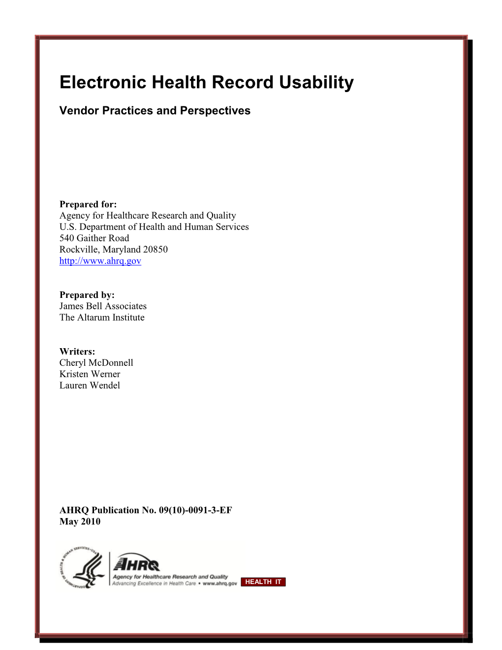 Electronic Health Record Usability