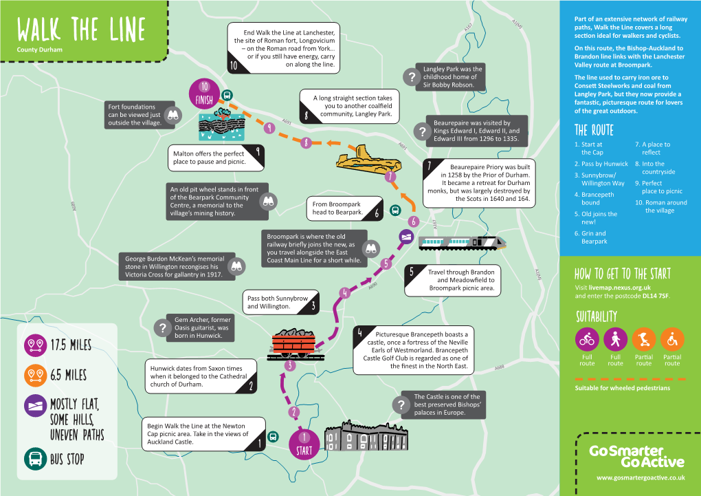 Walk the Line Covers a Long End Walk the Line at Lanchester, Section Ideal for Walkers and Cyclists