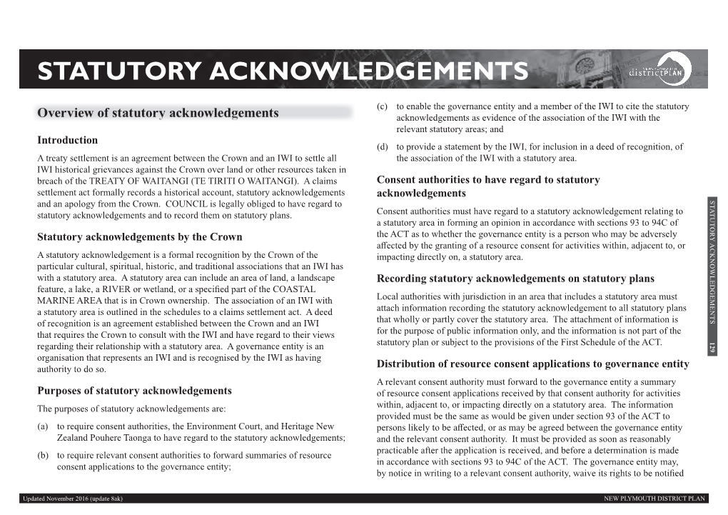 Statutory Acknowledgements 129