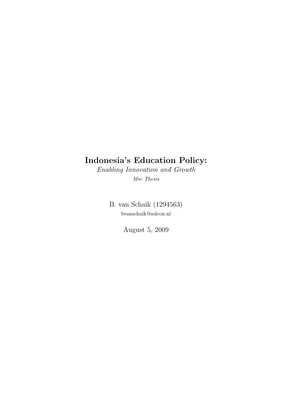 Indonesia's Education Policy