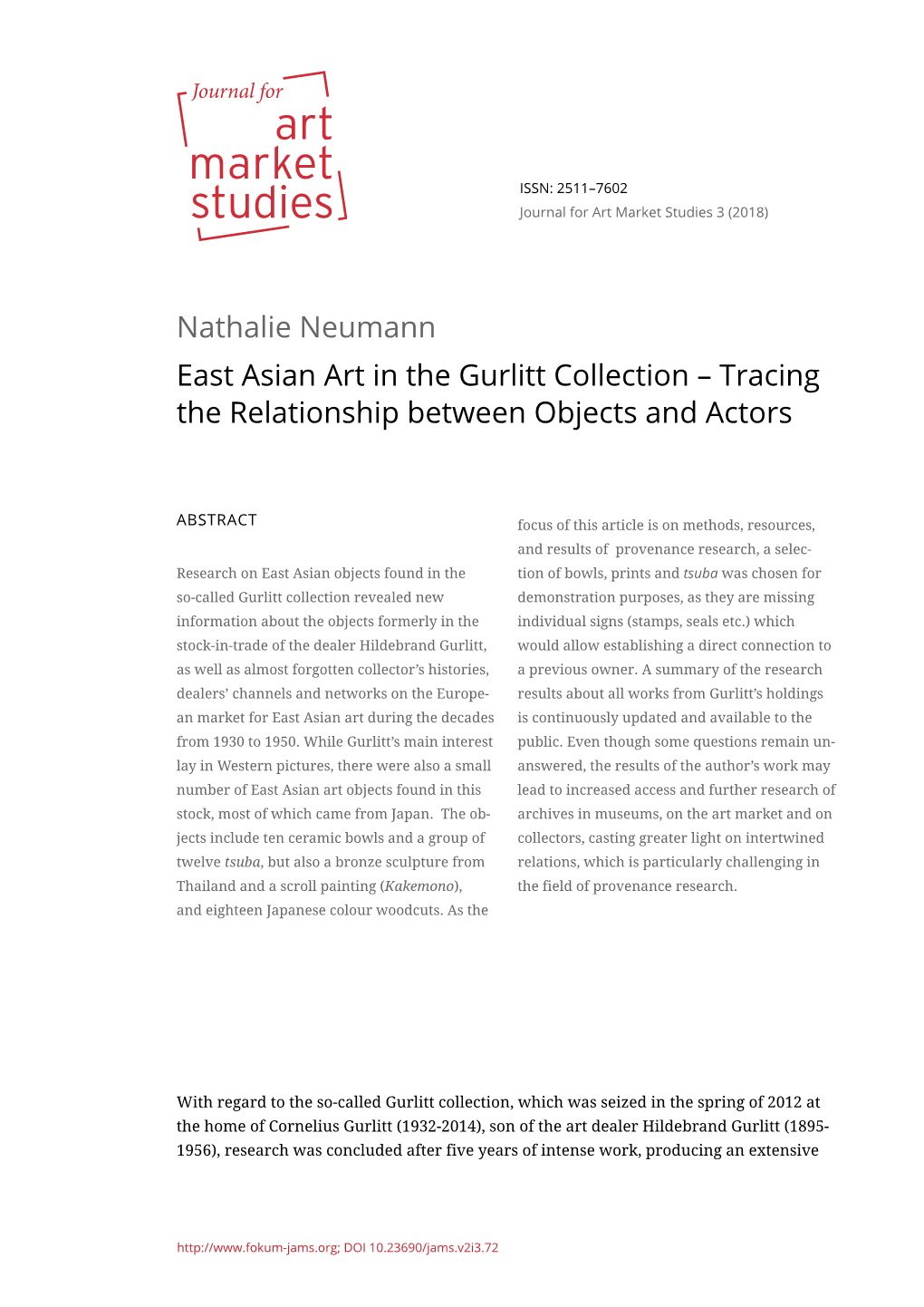 Nathalie Neumann East Asian Art in the Gurlitt Collection – Tracing the Relationship Between Objects and Actors