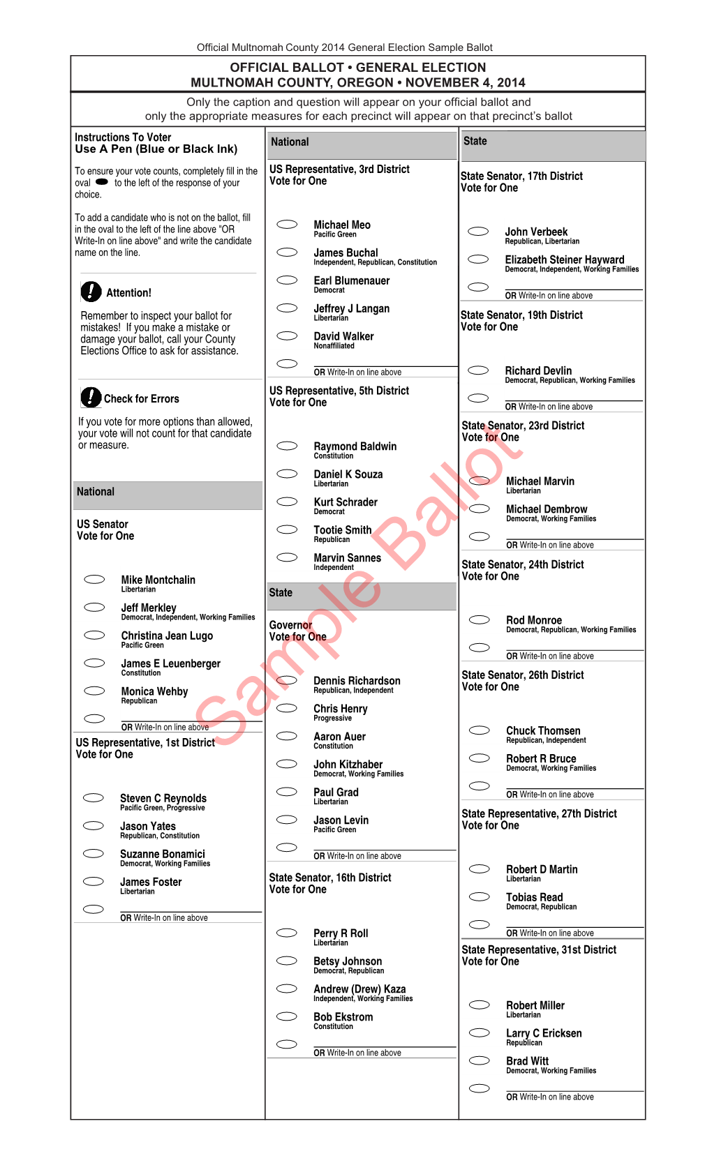 Sample Ballot