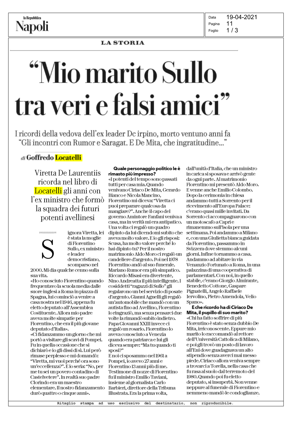 L'intervista Da La Repubblica