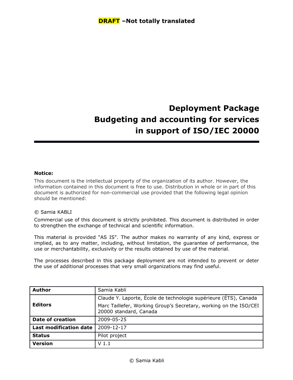 Deployment Package Exigences De La Norme ISO/CEI 20000