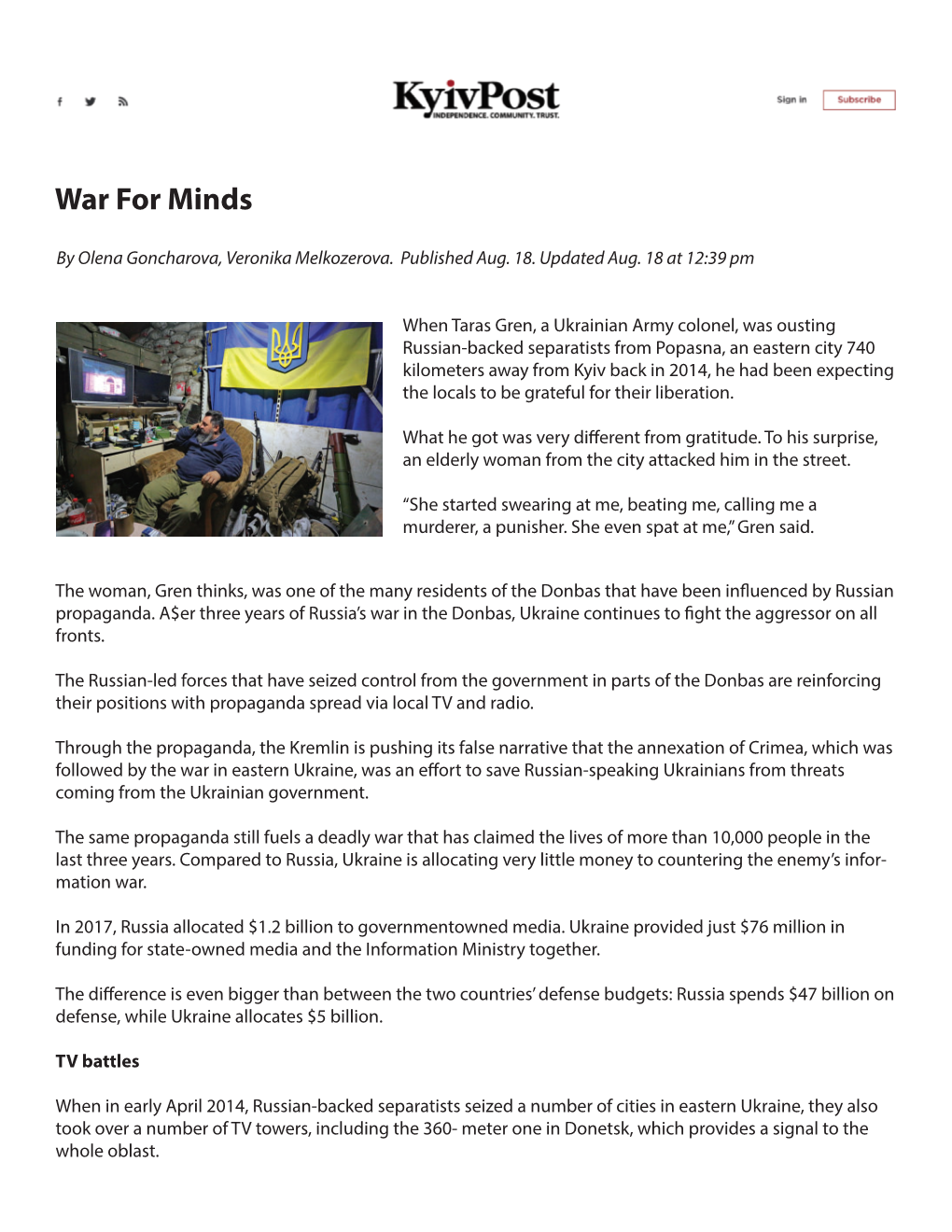 War for Minds Article