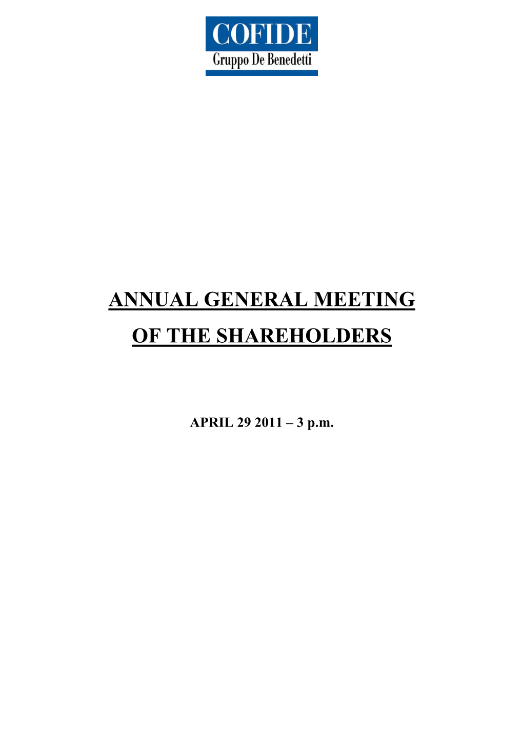 Annual General Meeting of the Shareholders