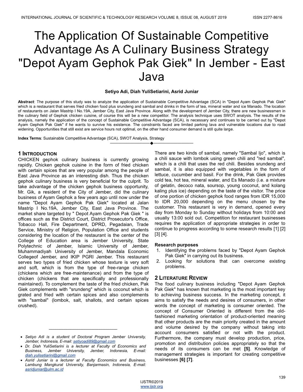"Depot Ayam Gephok Pak Giek" in Jember - East Java