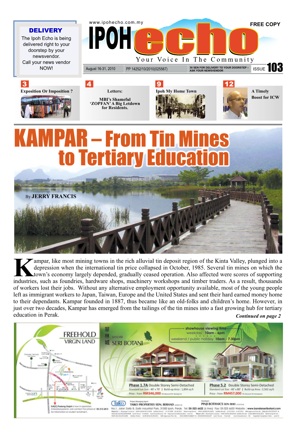 KAMPAR – from Tin Mines to Tertiary Education