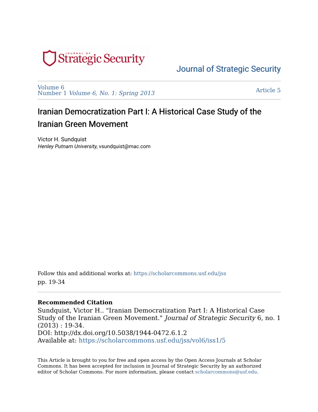 A Historical Case Study of the Iranian Green Movement