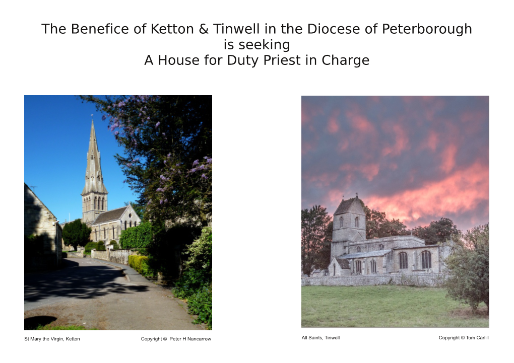 The Benefice of Ketton & Tinwell in the Diocese of Peterborough Is