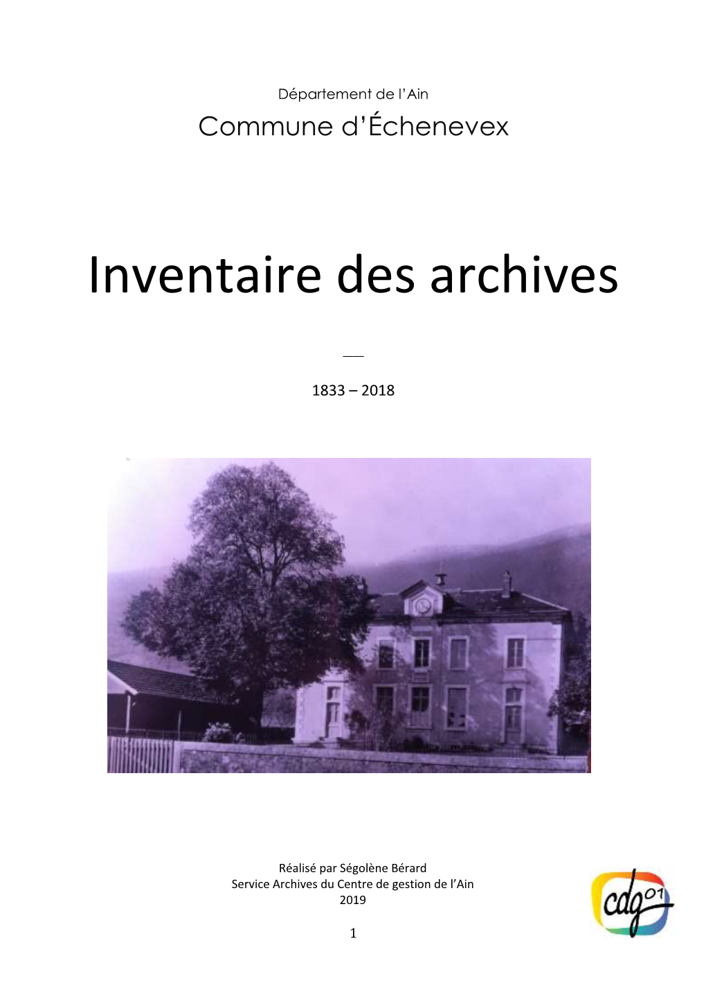 Inventaire Des Archives