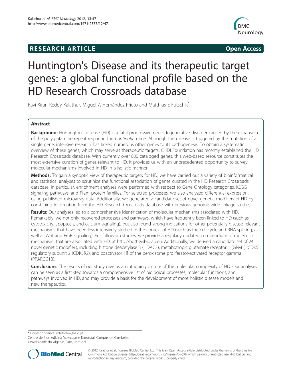 Huntington's Disease and Its Therapeutic Target Genes