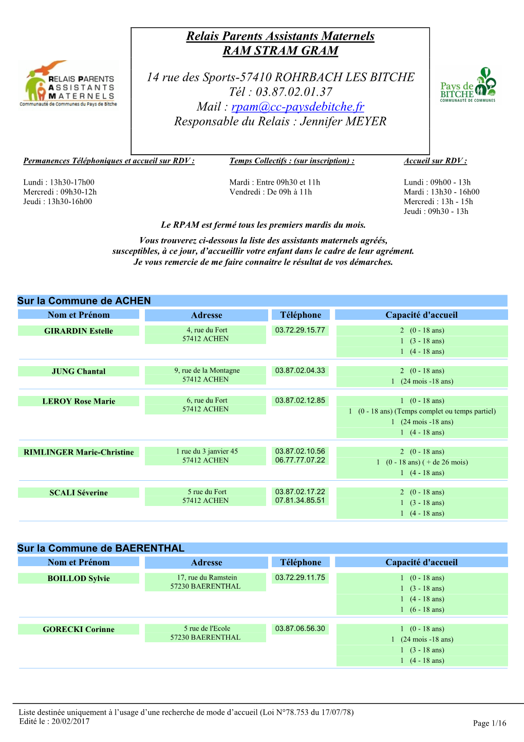 Relais Parents Assistants Maternels RAM STRAM GRAM