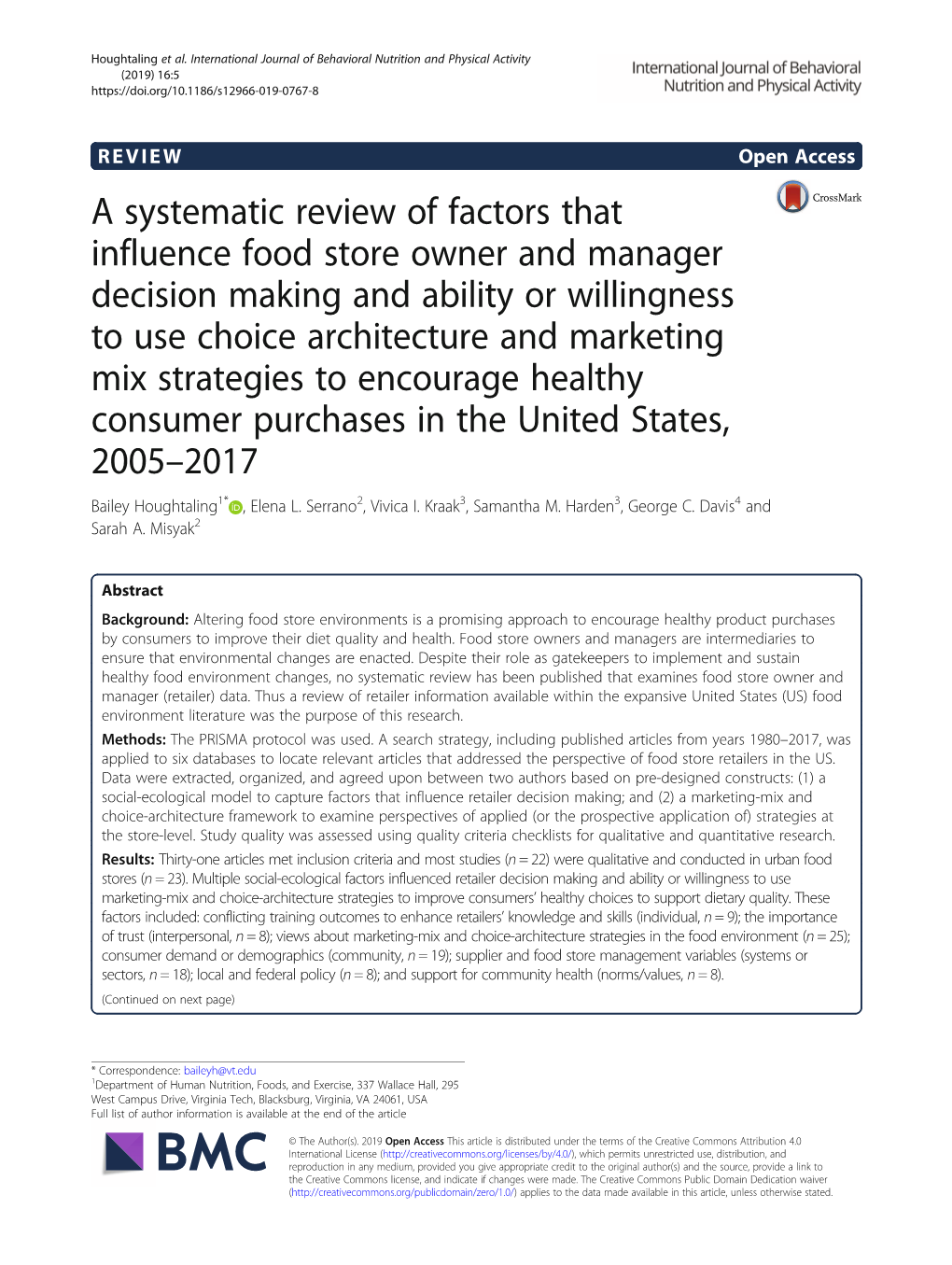 A Systematic Review of Factors That Influence Food Store Owner And