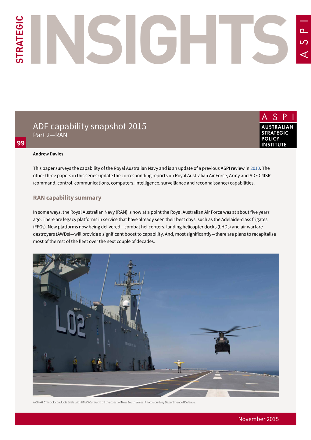 ADF Capability Snapshot 2015: Part 2—RAN