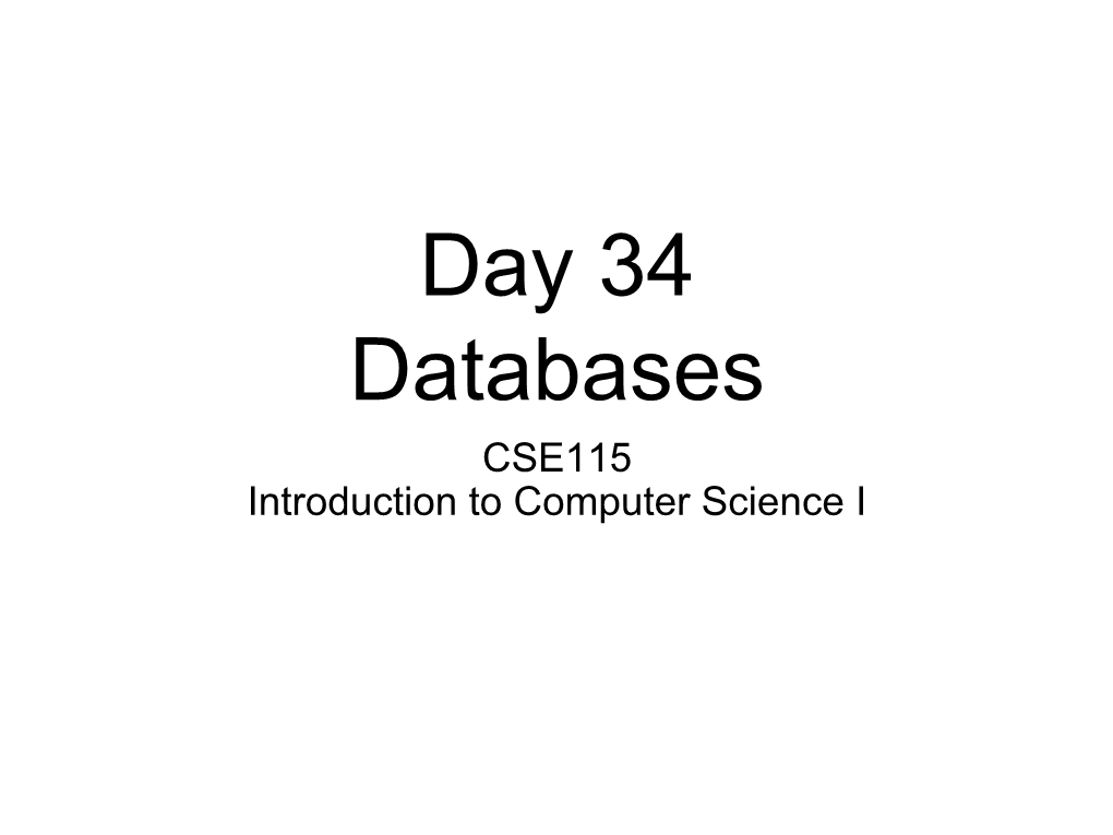 Apr. 19 Databases