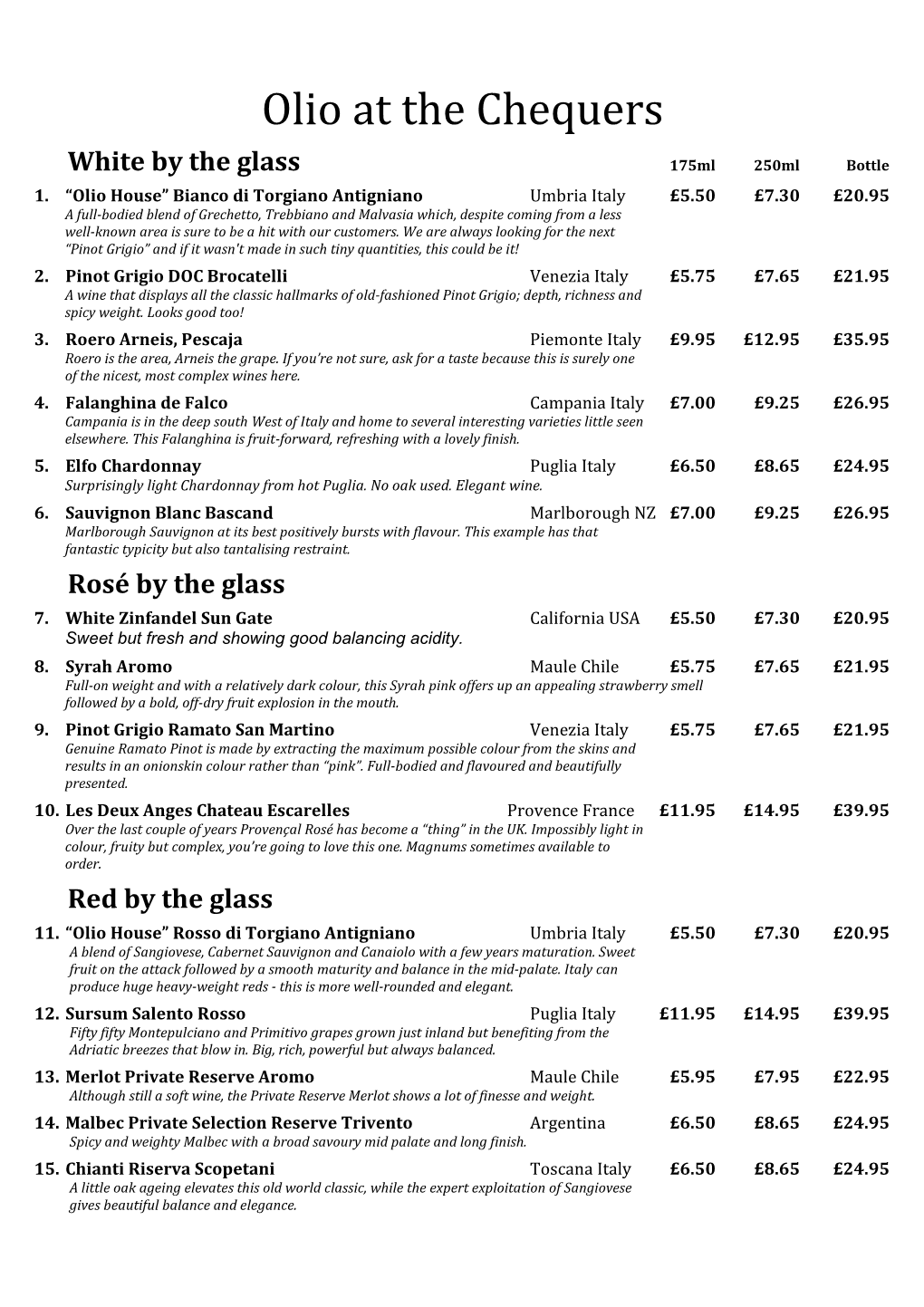 Olio-At-The-Chequers-Wine-List-15.10.2018.Pdf