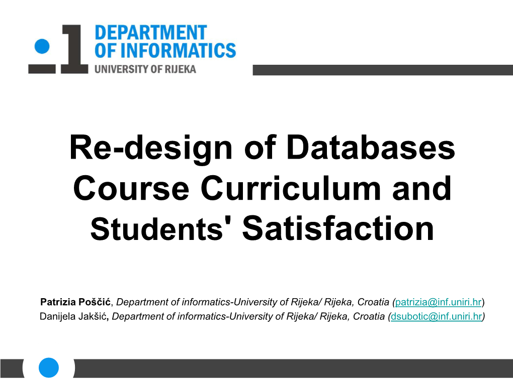 Re-Design of Databases Course Curriculum and Students' Satisfaction