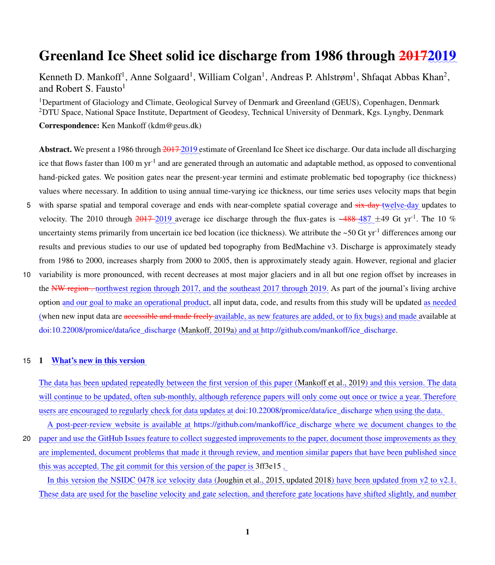 Greenland Ice Sheet Solid Ice Discharge from 1986 Through 20172019::::::: Kenneth D