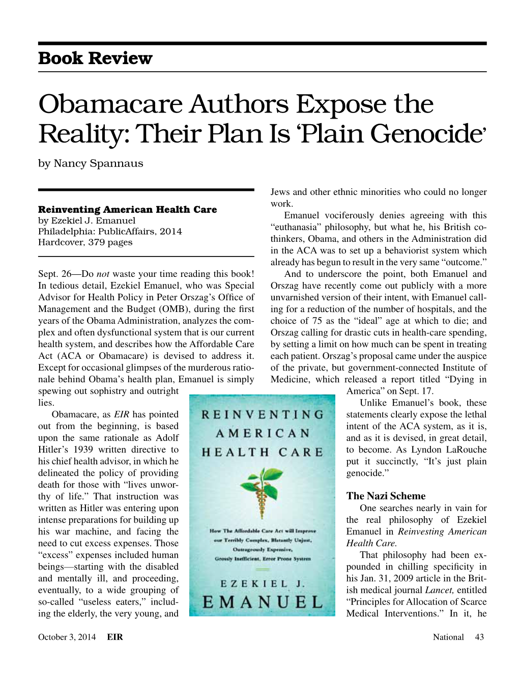 Obamacare Authors Expose the Reality: Their Plan Is 'Plain Genocide'