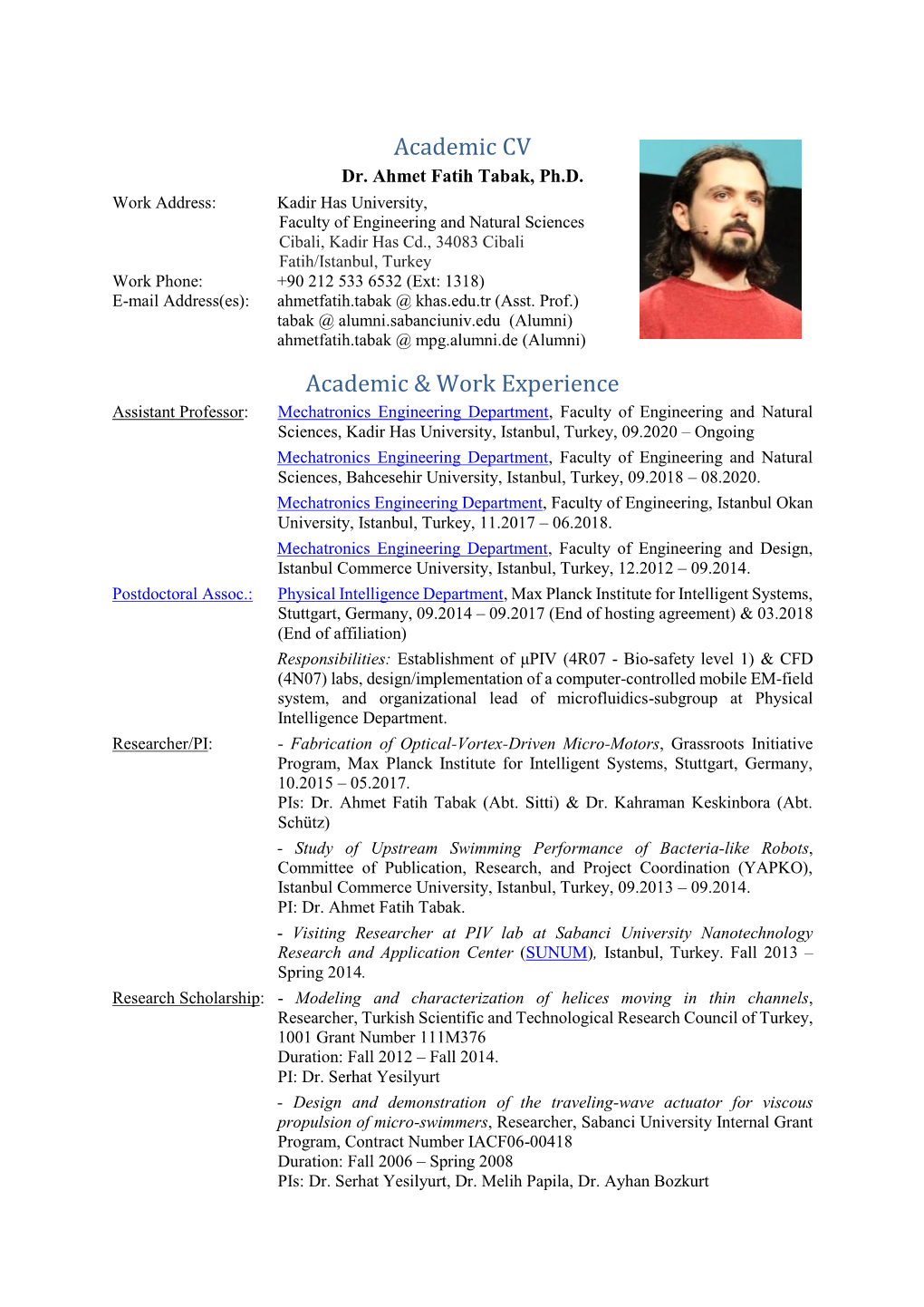 Academic CV Dr