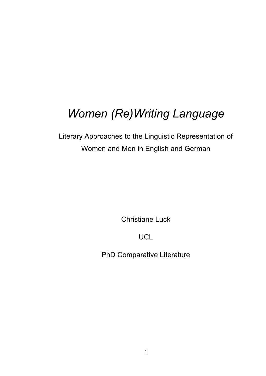 Women (Re)Writing Language