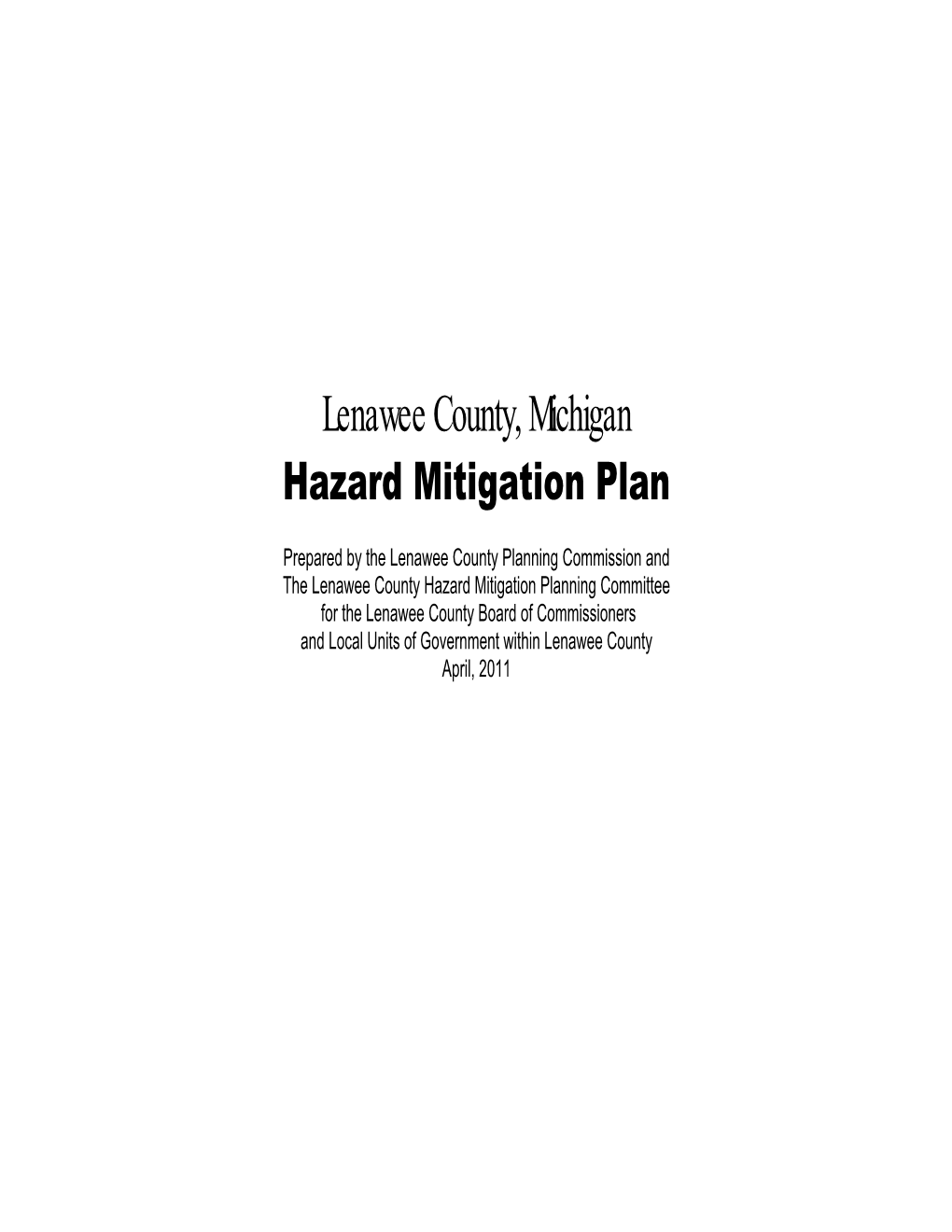 Hazard Mitigation Plan for Lenawee County