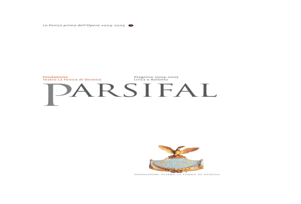 "Parsifal" Programma Di Sala