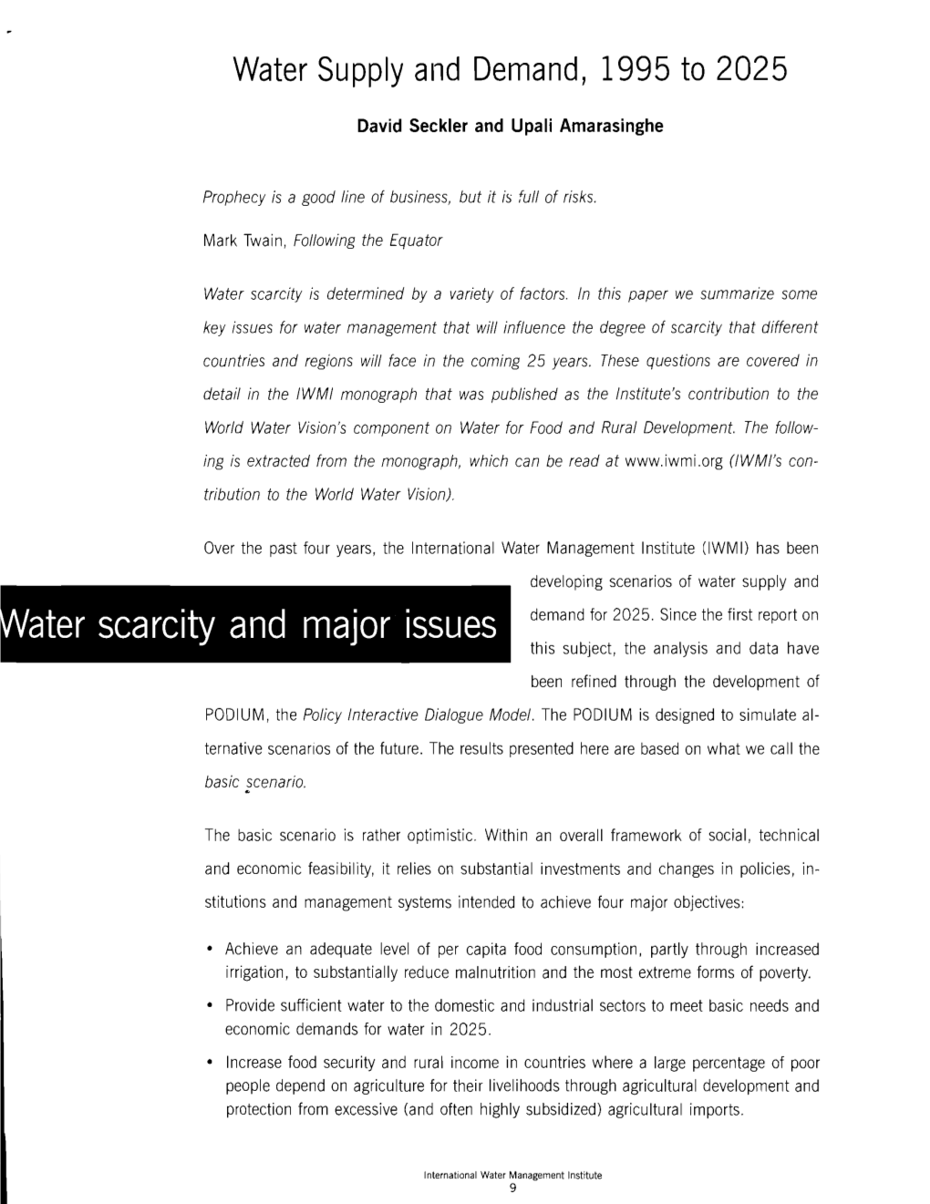 Water Supply and Demand, 1995 to 2025