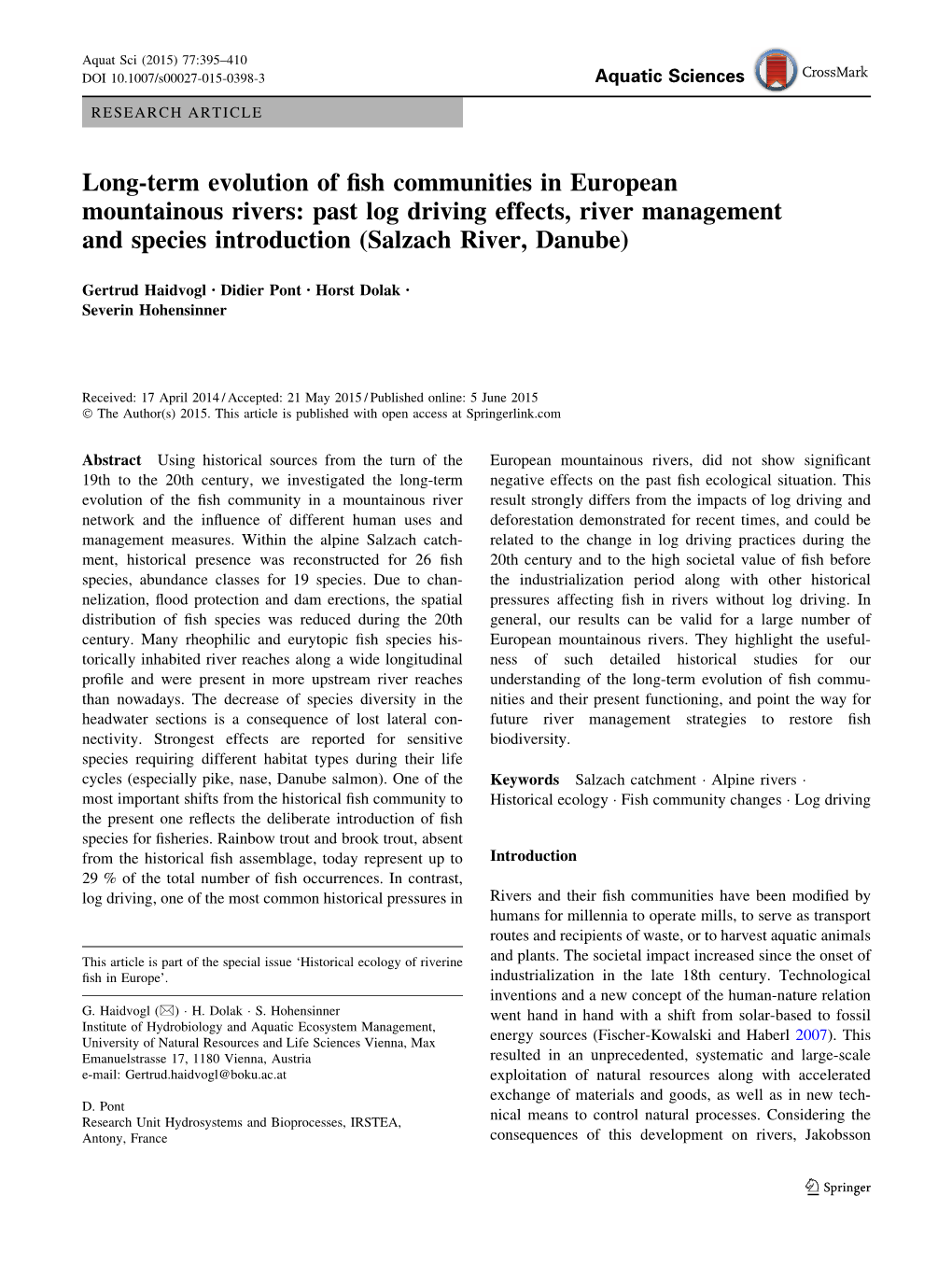Long-Term Evolution of Fish Communities in European