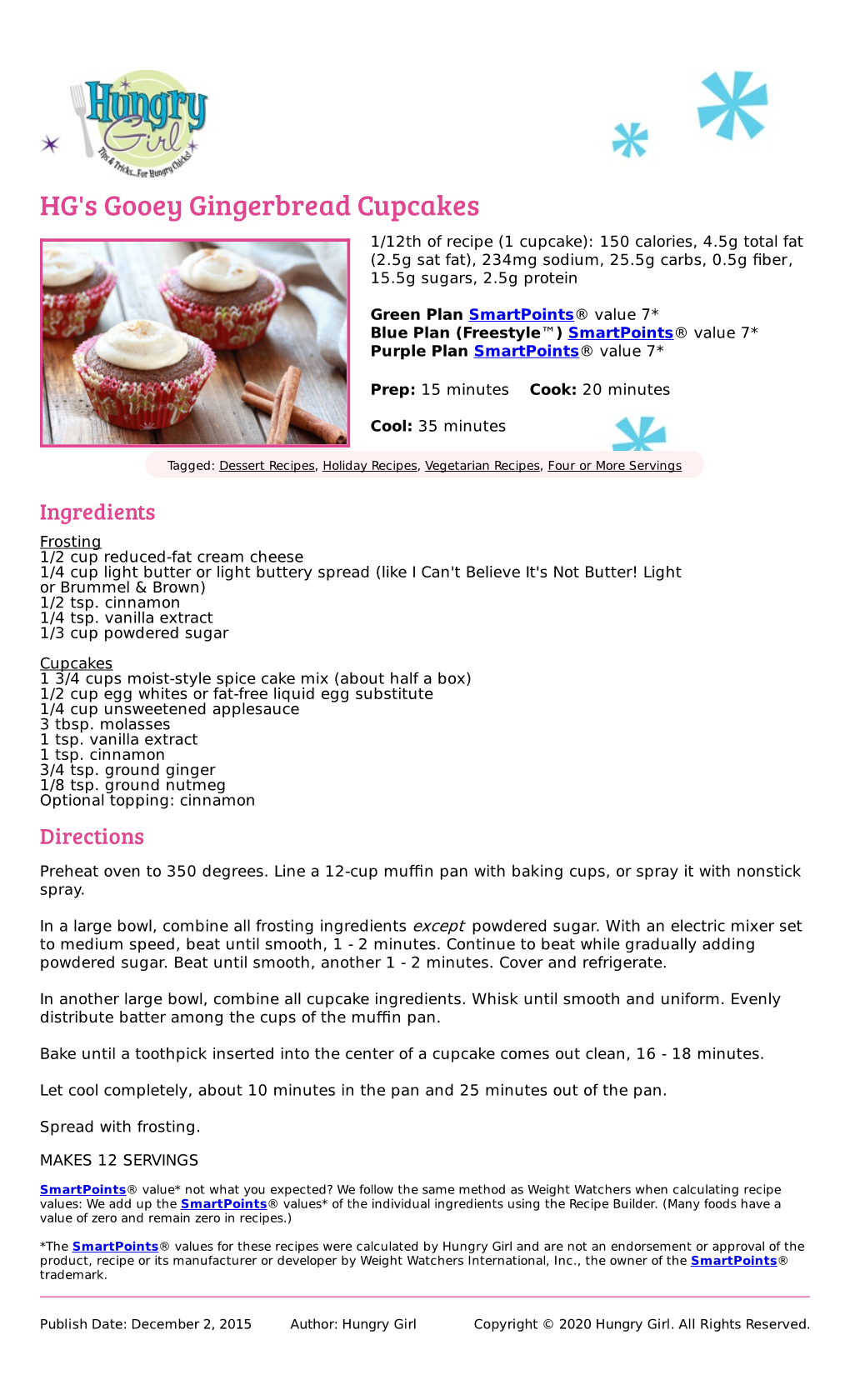 HG's Gooey Gingerbread Cupcakes Recipe