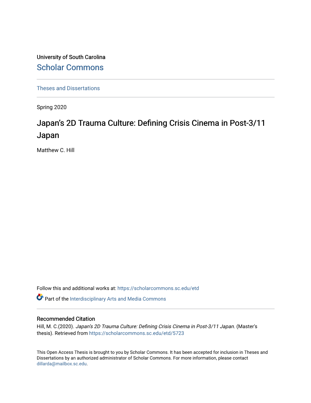 Japan's 2D Trauma Culture: Defining Crisis Cinema in Post-3/11 Japan