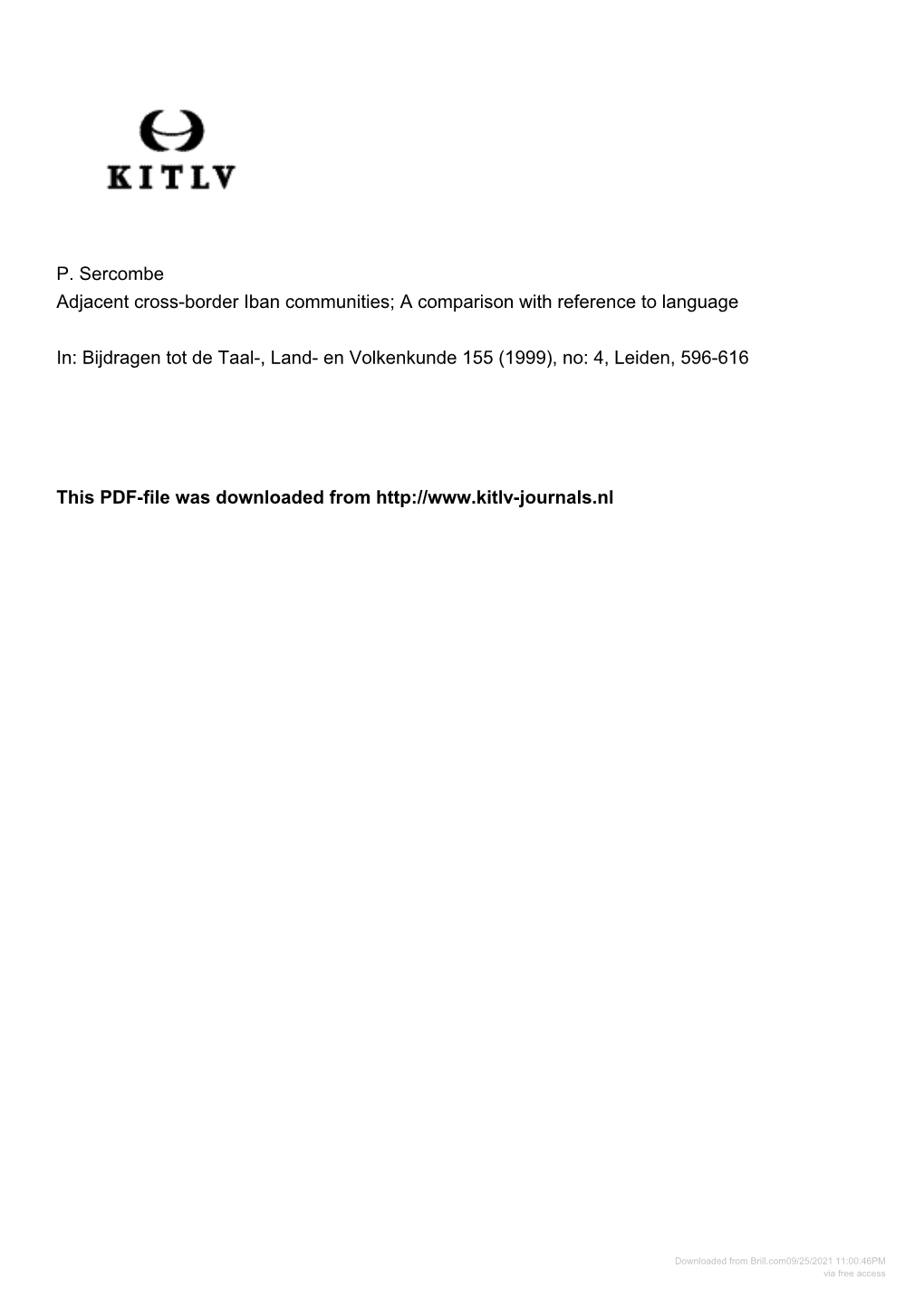 P. Sercombe Adjacent Cross-Border Iban Communities; a Comparison with Reference to Language