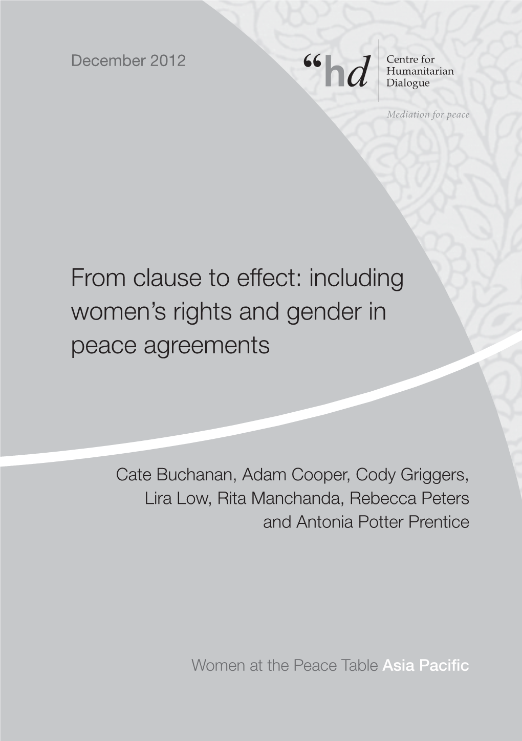 Including Women's Rights and Gender in Peace Agreements