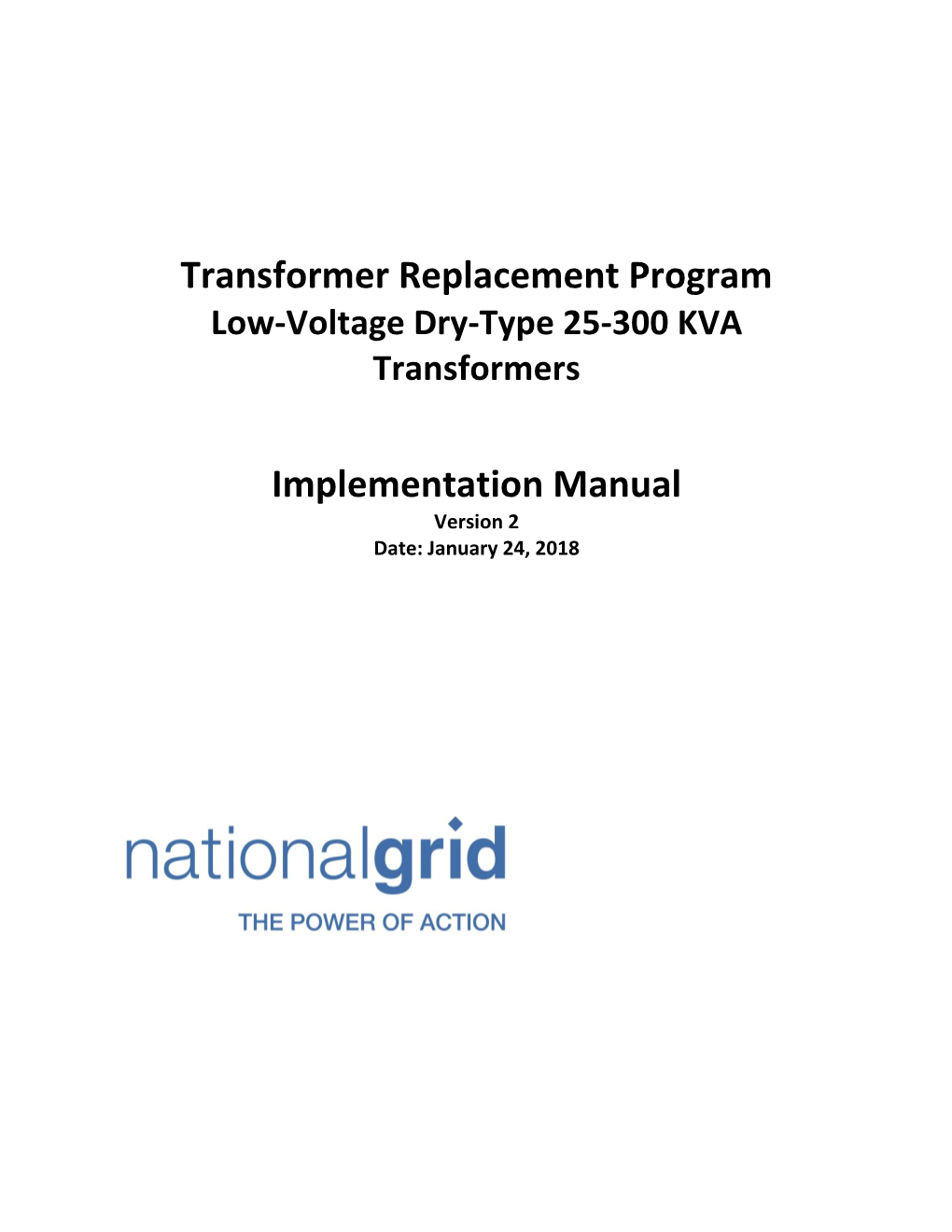 Transformer Replacement Program Implementation Manual I