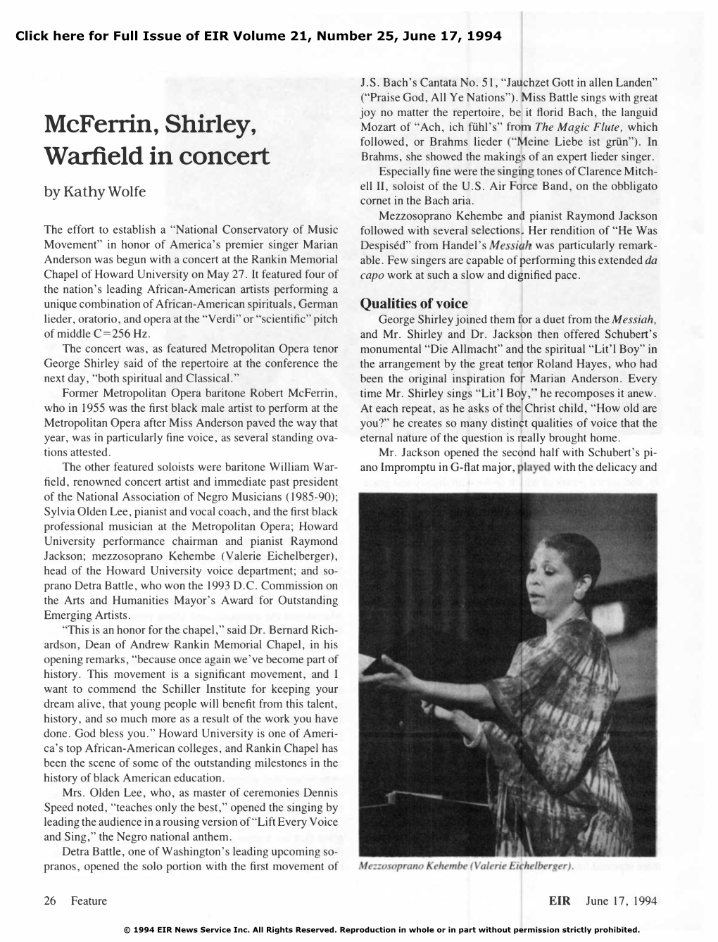 Mcferrin, Shirley, Warfield in Concert