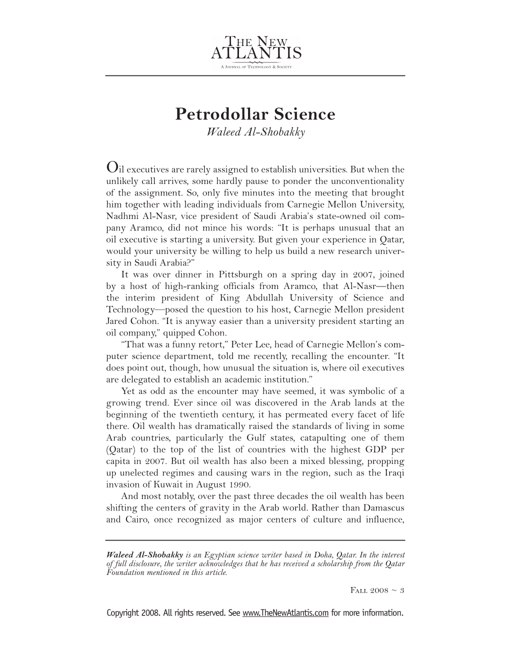 Petrodollar Science Waleed Al-Shobakky