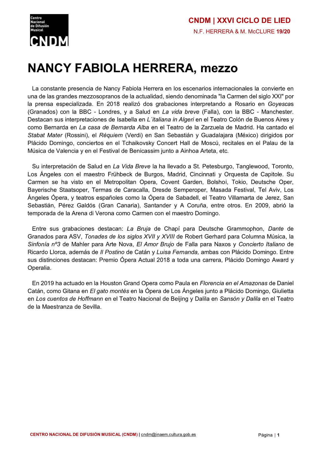 NANCY FABIOLA HERRERA, Mezzo